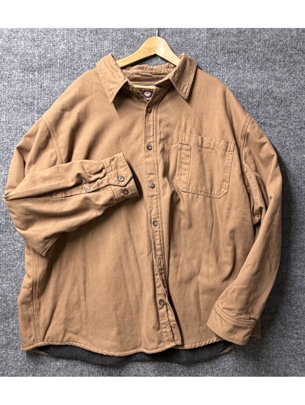 Duluth Trading Fleece Lined Canvas Shirt Jacket Brown Men’s XXL